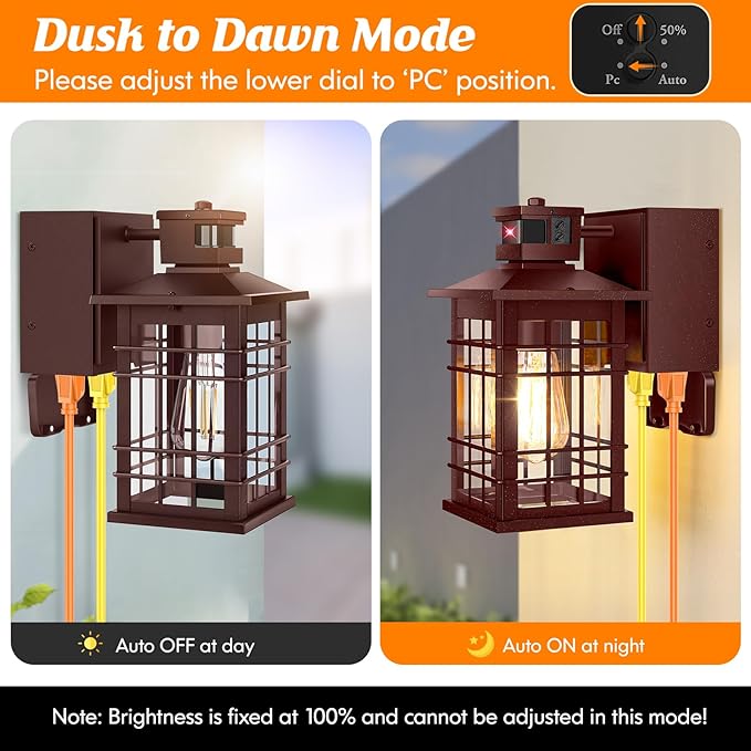 Porch Light with GFCI Outlets, Waterproof Outside Wall Lantern Sconce 3