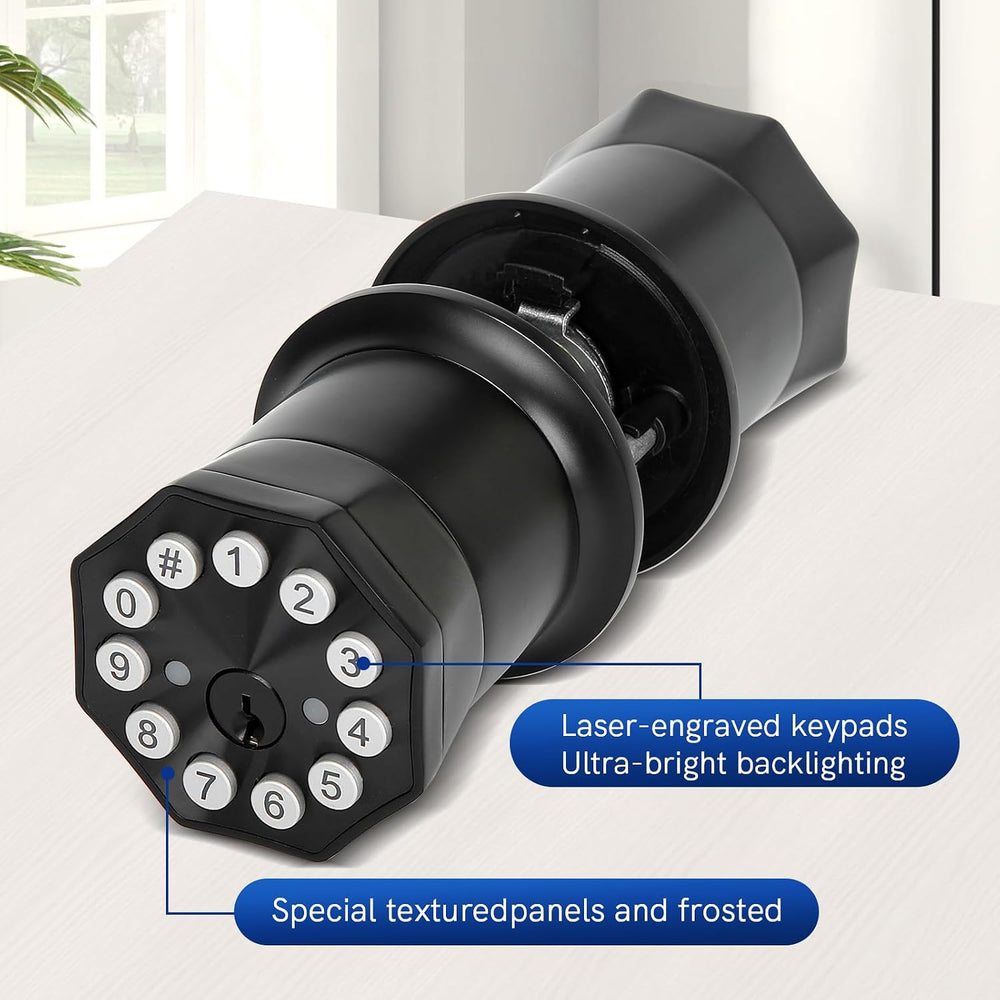 Door Knob with Keypad and Key, Keyless Entry Door Lock,Smart Digital Knob Unl...