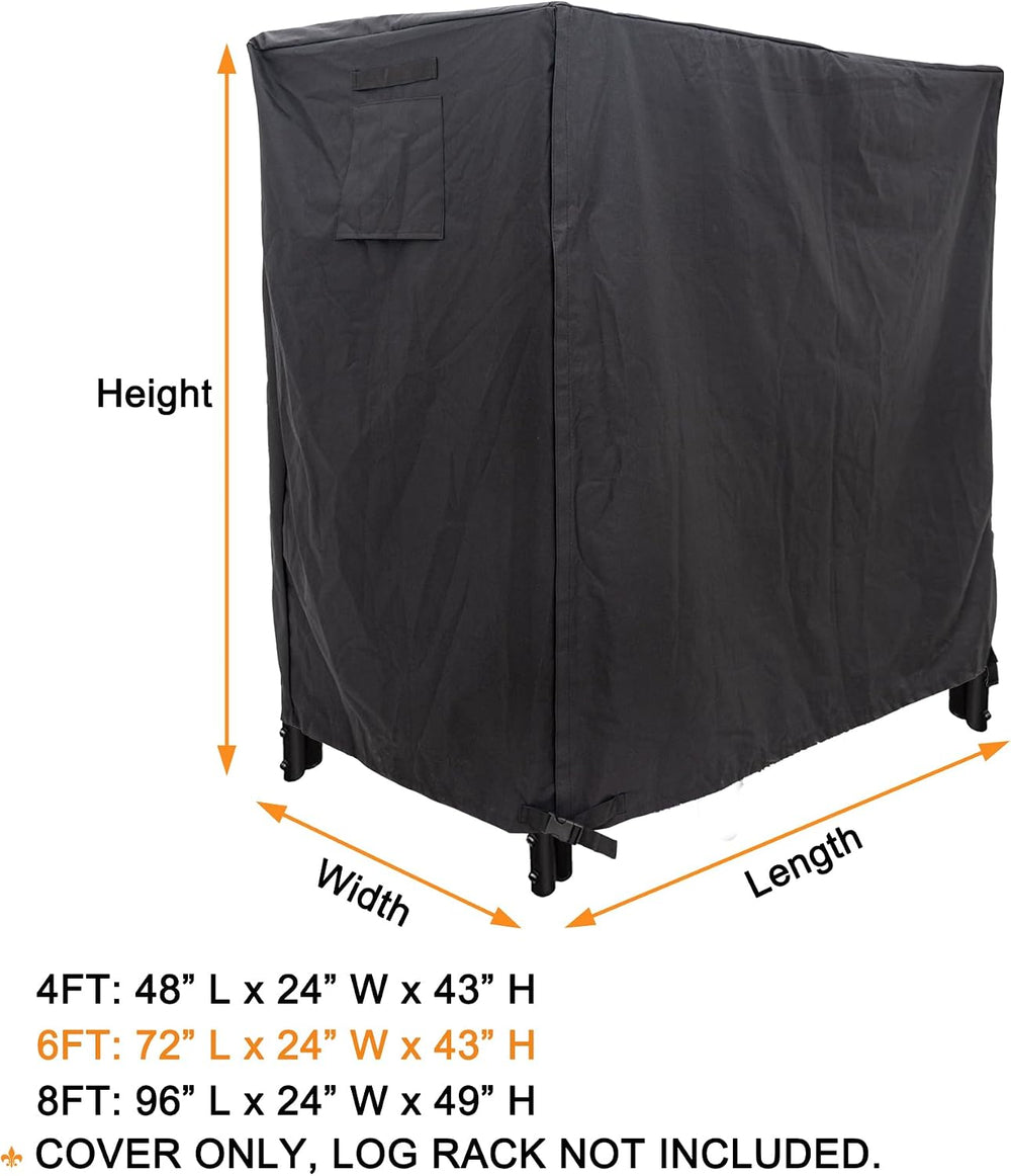 Firewood Log Rack Cover 6ft Wood Storage Rack Cover Black