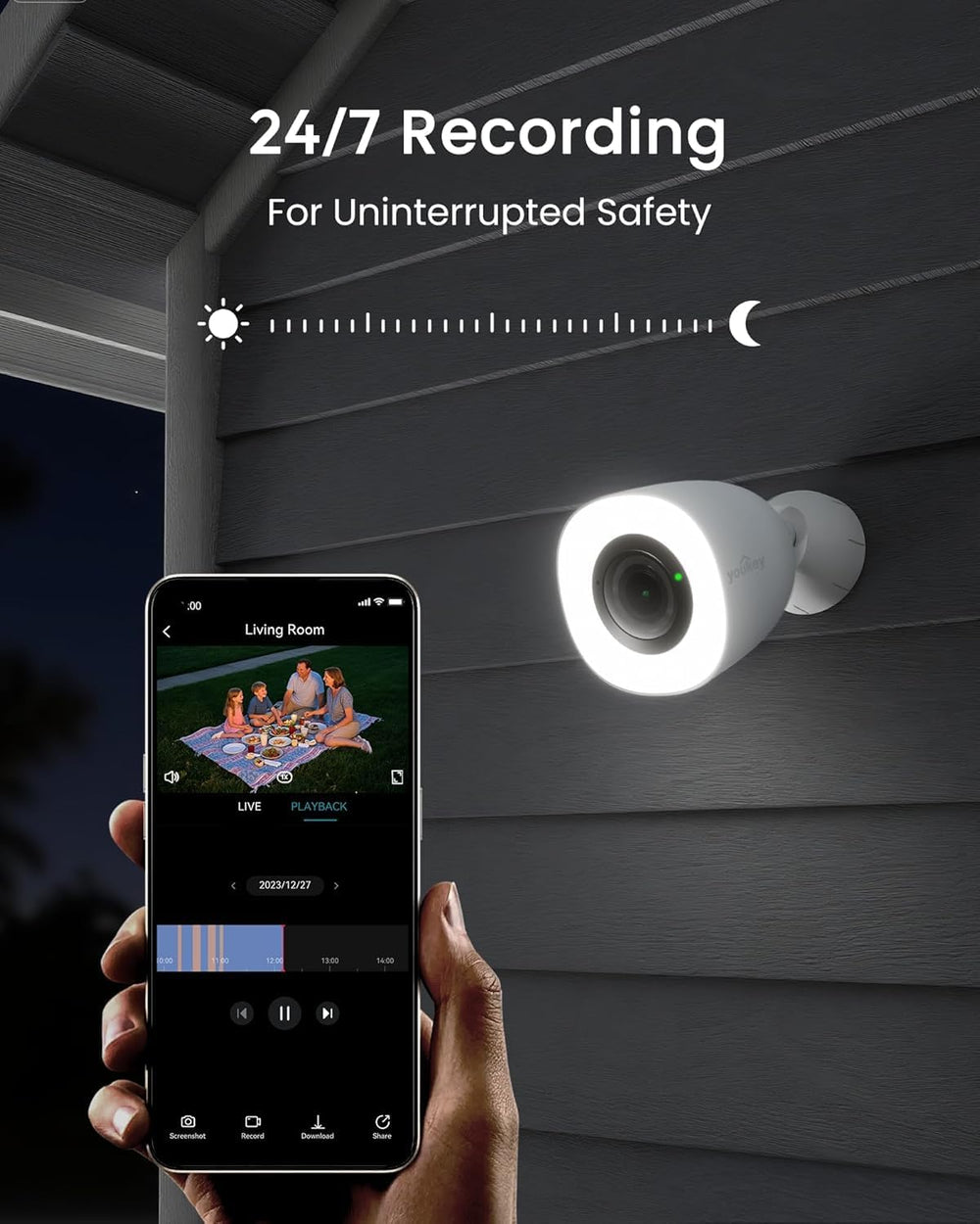 youkey 2.5K Outdoor Security Camera, Color24 Daylike Clarity at Night