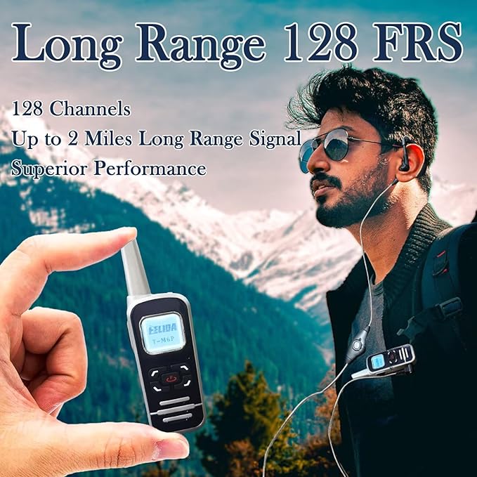 ELIDAIP M6P Mini Walkie Talkies, 1100mAh Battery Rechargeable, 128 Channels (...
