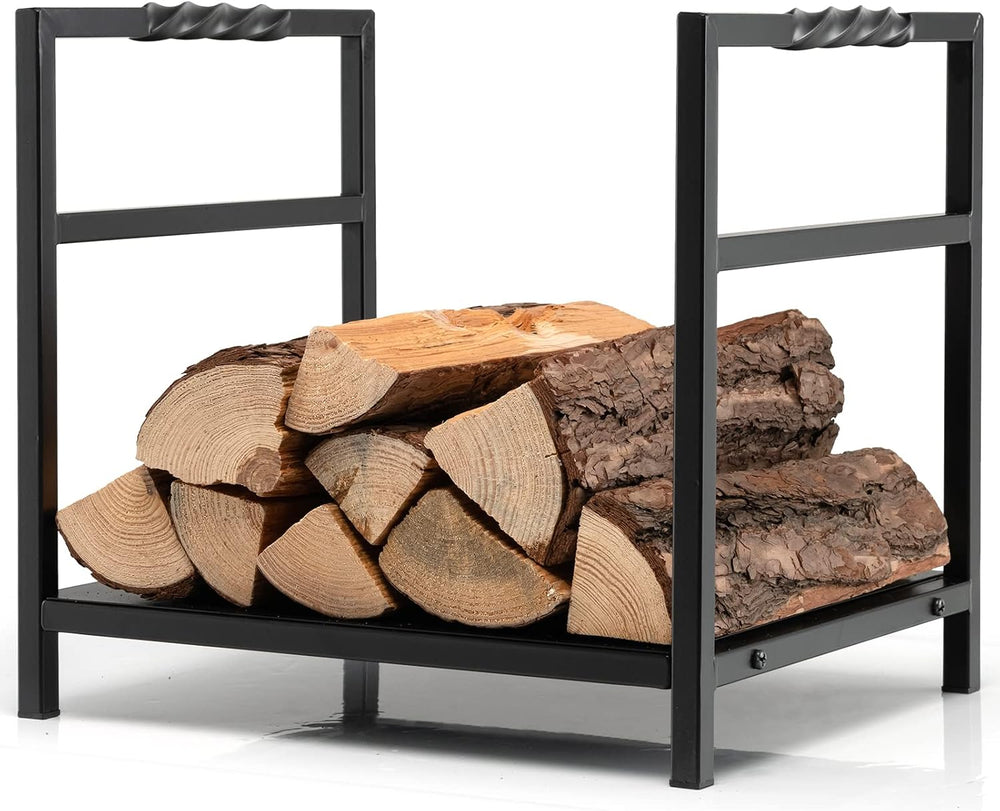 Tangkula 16'' Firewood Log Rack with Unique Handle and Raised Feet, B...