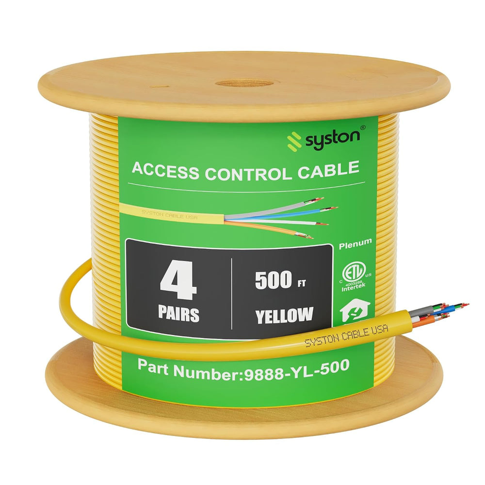 Syston Access Control Composite Cable, Plenum-Rated/CL3P/CMP, Yellow, 500FT