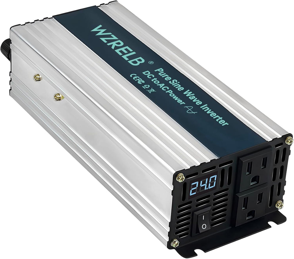 WZRELB 1000W Pure Sine Wave Inverter 24V DC to 110V 120V AC Power Converter