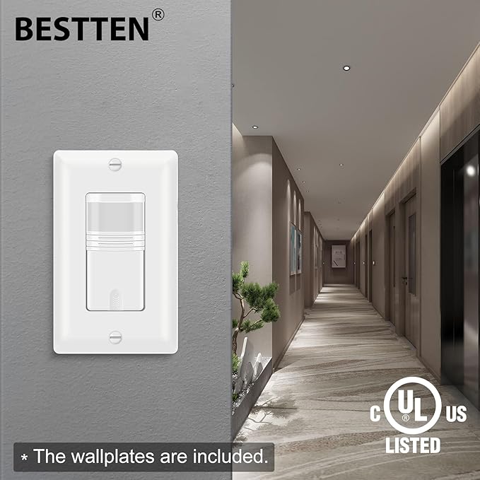 BESTTEN 5 Pack Motion Sensor Light Switch, PIR Vacancy & Occupancy, 800W ...