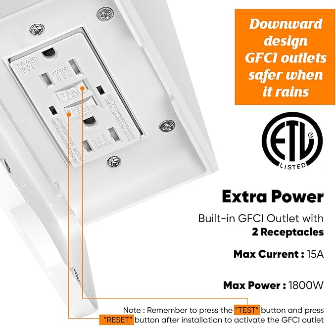 Porch Light with GFCI Outlets Built-in, Motion Sensor Dusk to Dawn Outdoor