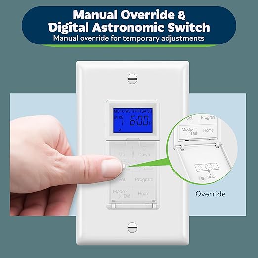 TOPGREENER Digital Astronomic Timer Switch, 7-Day Programmable Sunrise Sunset