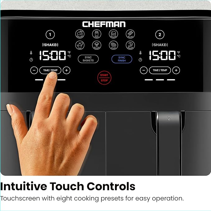 Chefman TurboFry Touch Dual Air Fryer, Maximize The Healthiest Meals