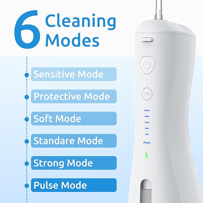 Water Flosser 6 Modes & IPX7 Waterproof Rechargeable Oral Irrigator Water...