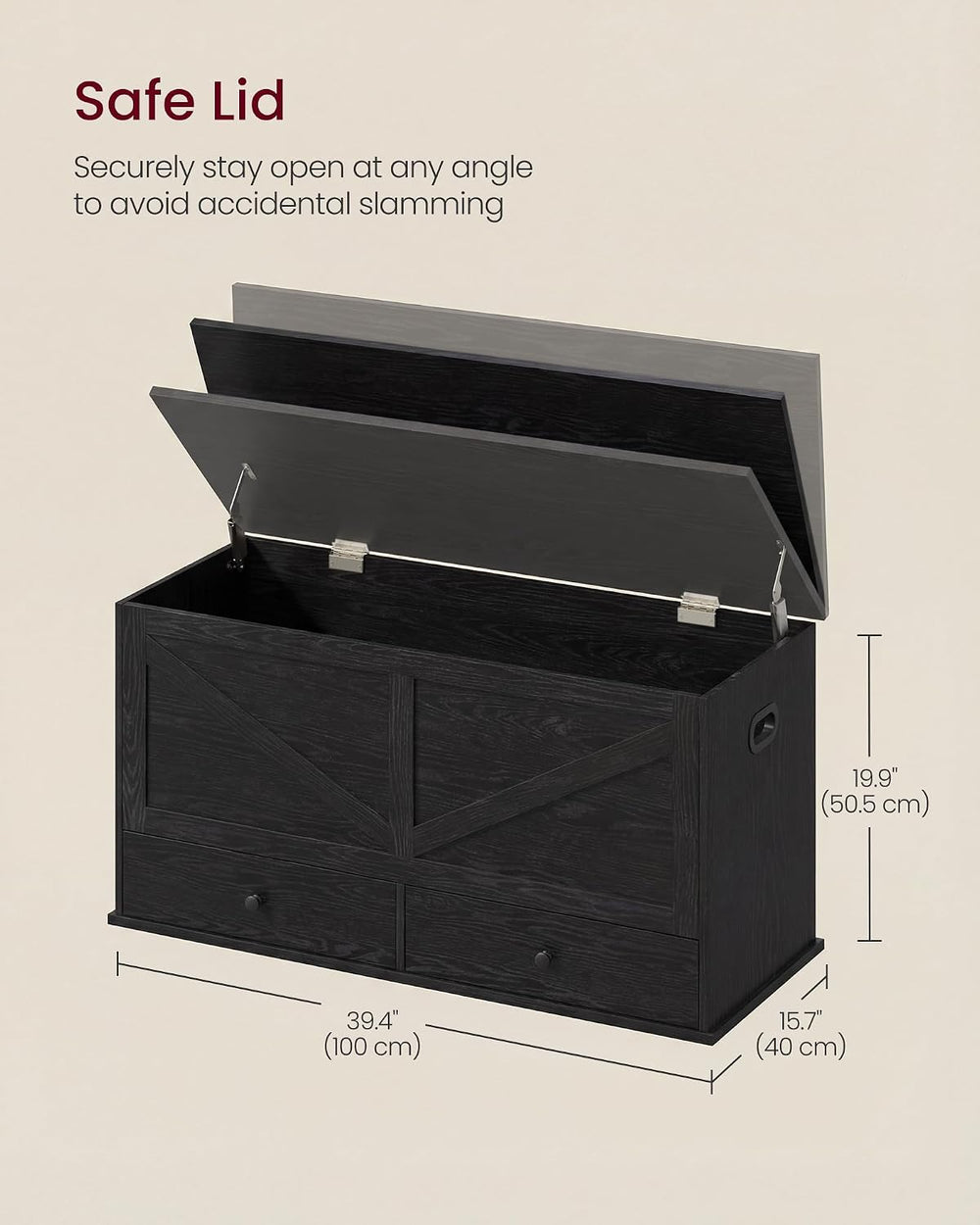 VASAGLE Storage Chest with 2 Fabric Drawers, 15.7 x 39.4 x 19.9 Inches