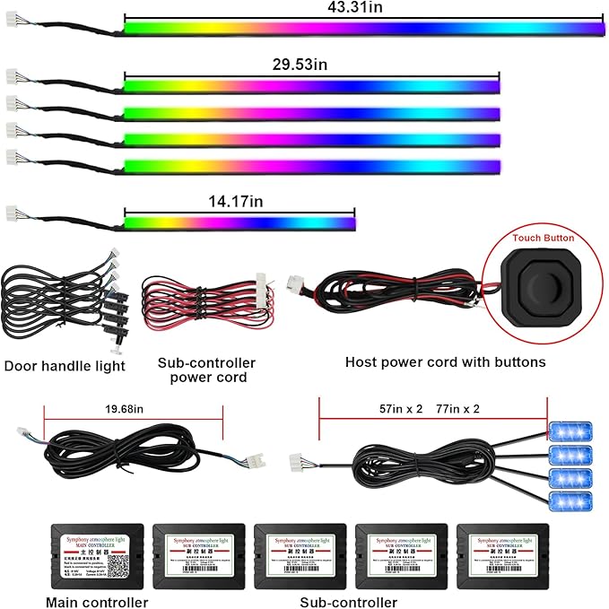 Dreamcolor Acrylic Interior Car Lights, AMKI Car LED Strip Light
