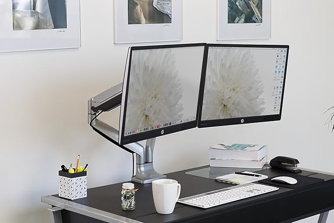 Mount-It! Dual Monitor Arm Mount Desk Stand Two Articulating Gas Spring Height