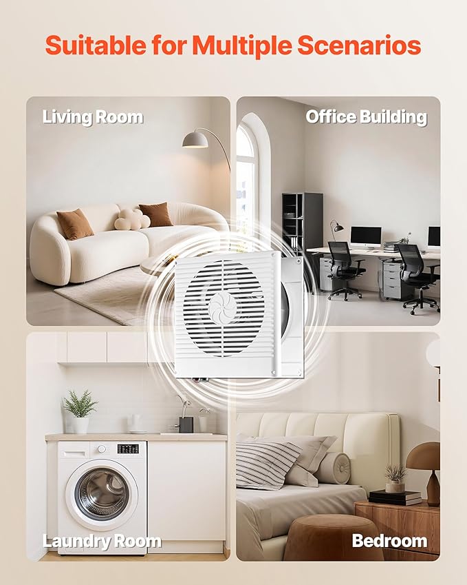 VEVOR Room to Room Fan, Two-Way Airflow Through-the-Wall Fan 8"