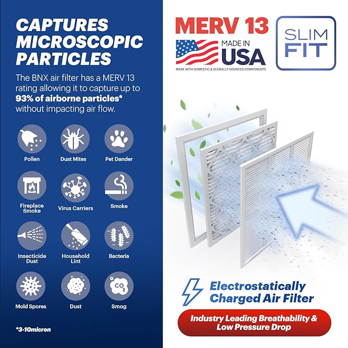 BNX TruFilter 16x25x4 MERV 13 Air Filter (2-Pack)