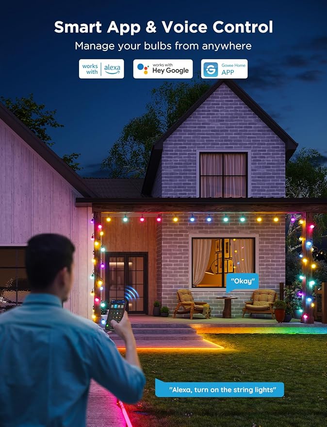 Govee Smart Outdoor String Lights 2, 48ft Outdoor Lights