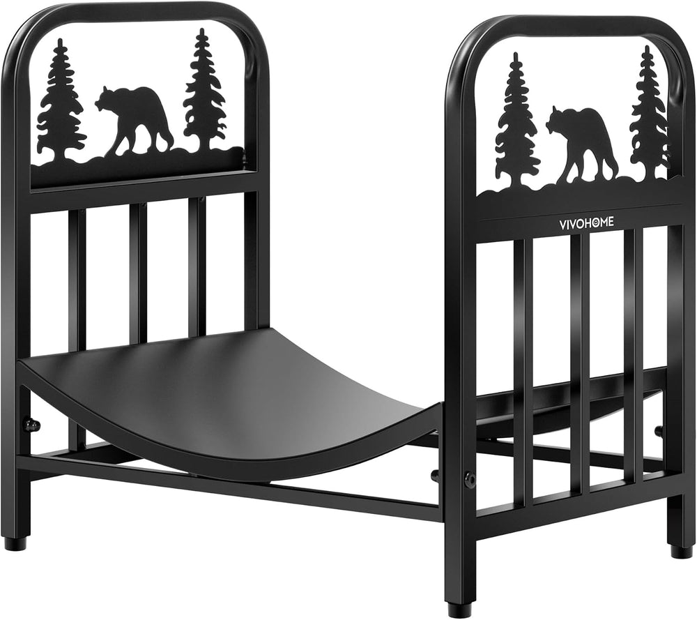 VIVOHOME 16.5 in Decorative Firewood Storage Log Rack with Bear Pattern