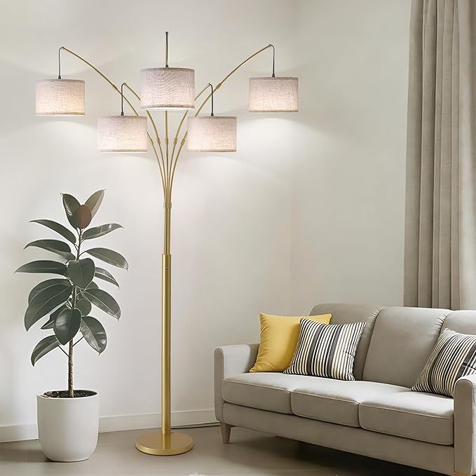 Fansdrick Gold Floor Lamps for Living Room, 4000LM Super Bright Arc Floor Lamp
