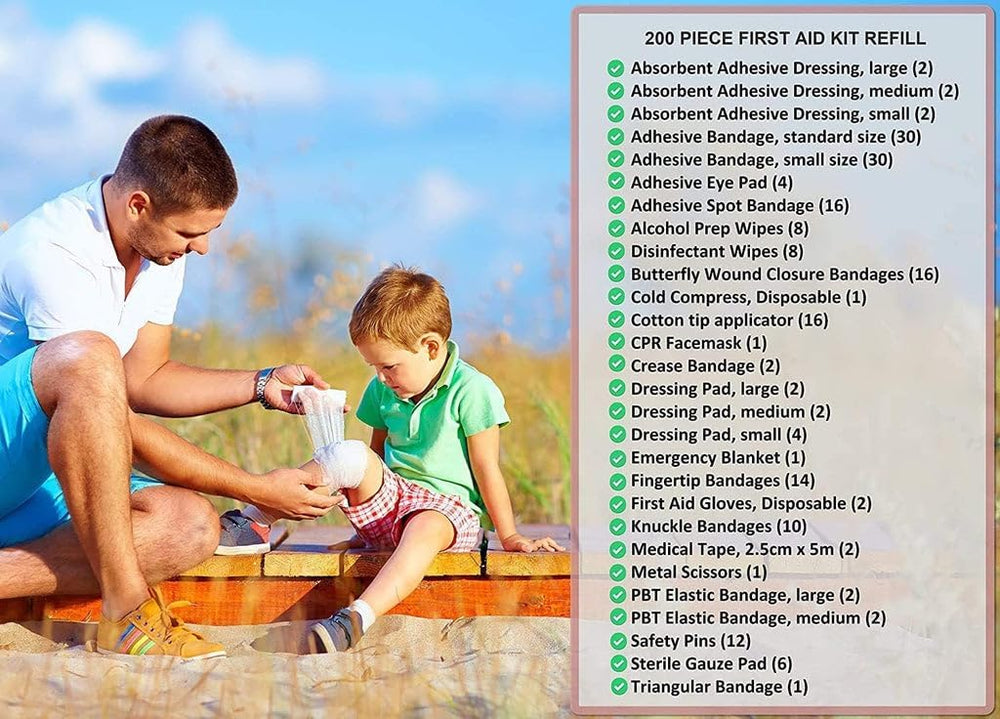 First Aid Kit Refill - 200 Piece - Extra Replacement Supplies for First Aid K...