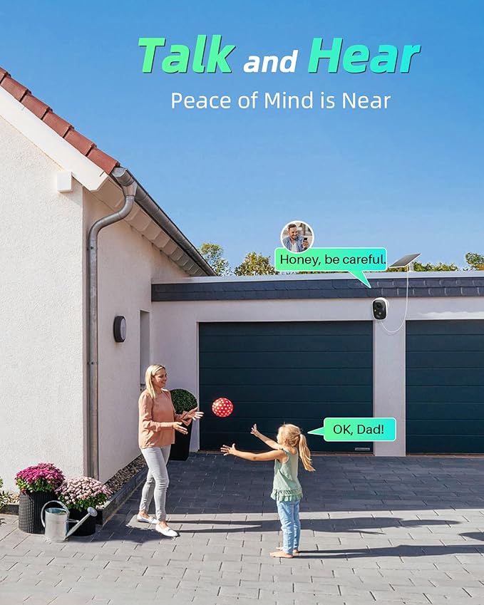 MaxiViz Solar Camera Outdoor Wireless, 2.4GHz Wi-Fi Security Camera
