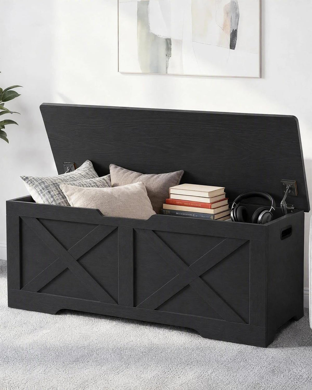 Timberer 47.2" Storage Chest, Wooden Storage Bench, Entryway Shoes Bench