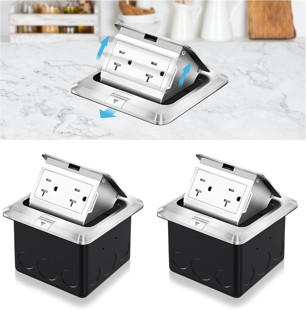 Vagueior Recessed Floor Electrical Outlet Kit, Waterproof Electrical Outlet (...