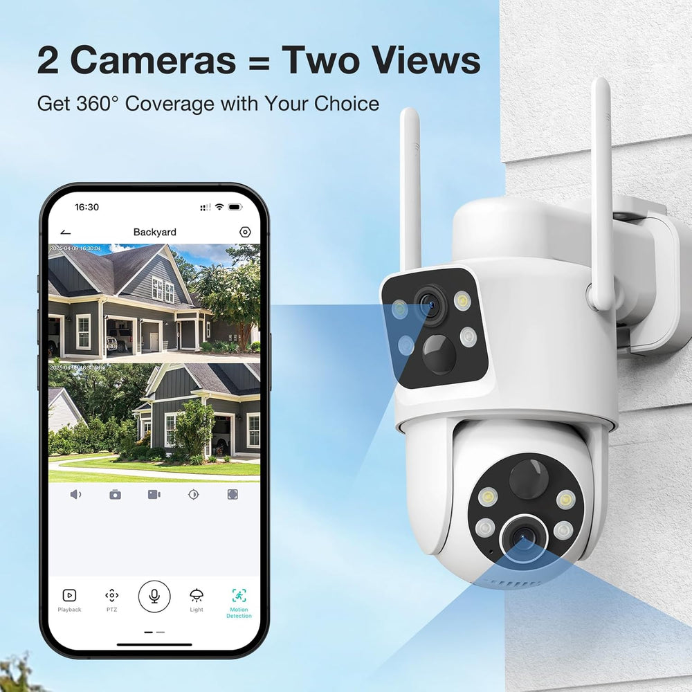 TKENPRO Dual Lens Solar Security Cameras Wireless Outdoor, 2K Full HD Video, ...