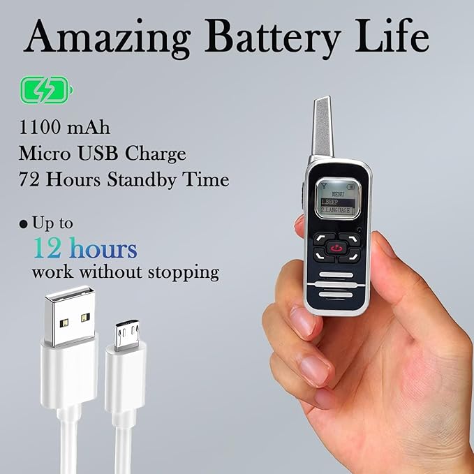 ELIDAIP M6P Mini Walkie Talkies, 1100mAh Battery Rechargeable, 128 Channels (...