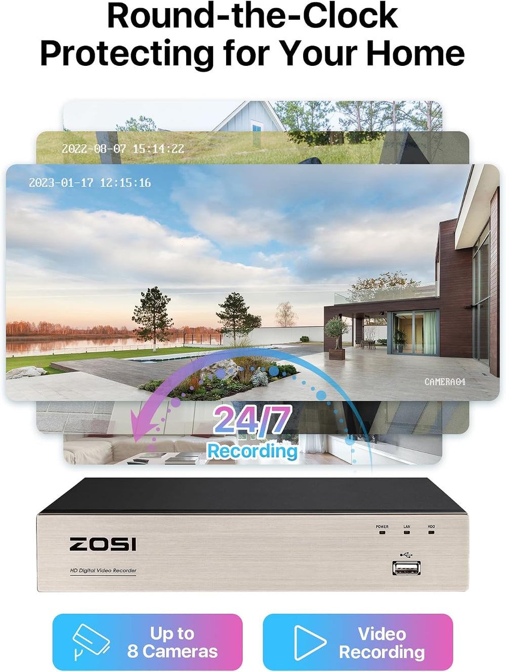 ZOSI 3K Lite Wired CCTV Camera System, 2 X 2MP Bullet Cameras, NO HDD