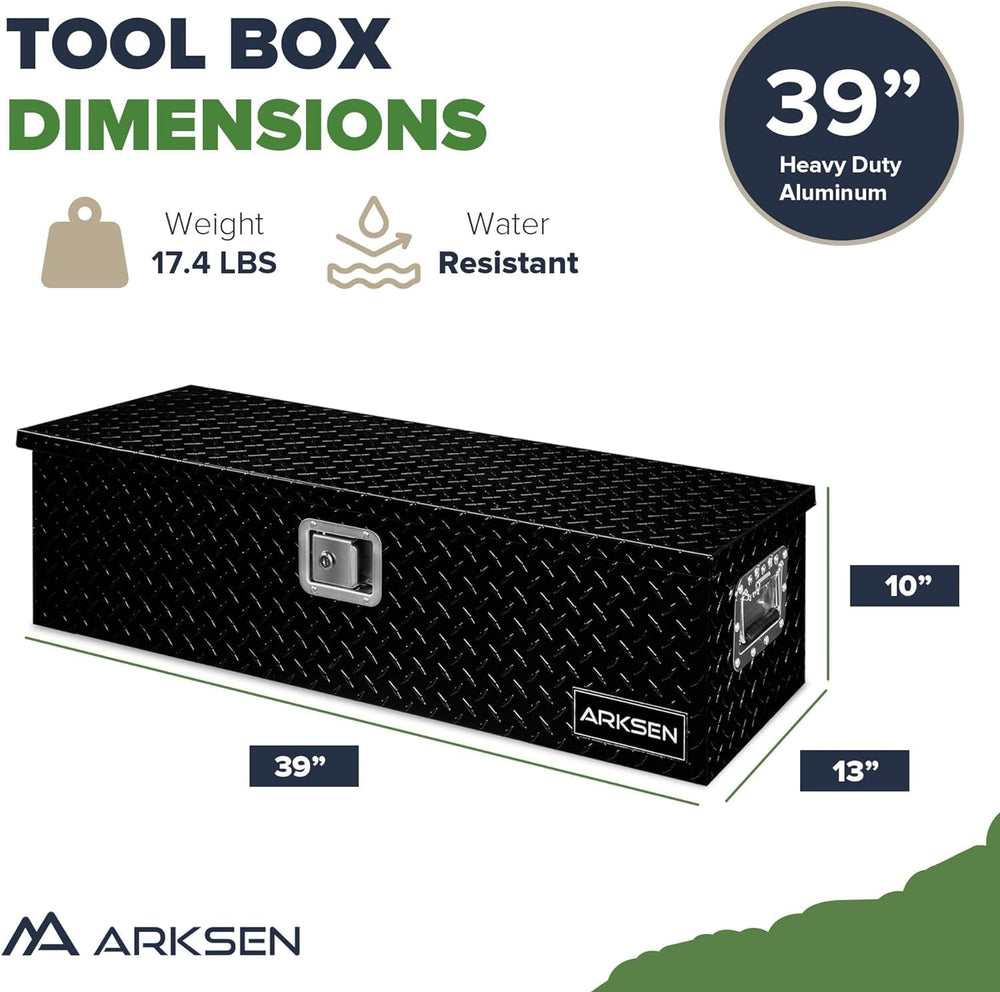 ARKSEN 39" x 13" x 10" Truck Bed Tool Box, Heavy Duty Storage ...