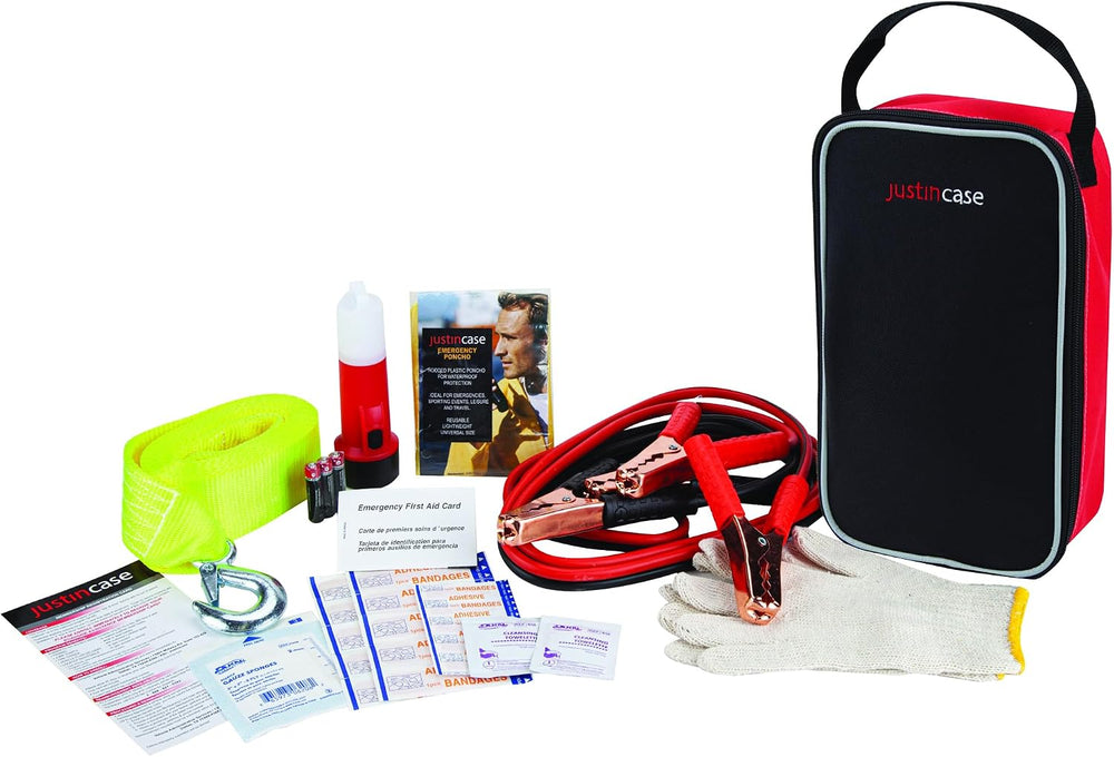 Justin Case Commuter Portable Roadside Emergency Car Kit with Heavy-Duty Jump...