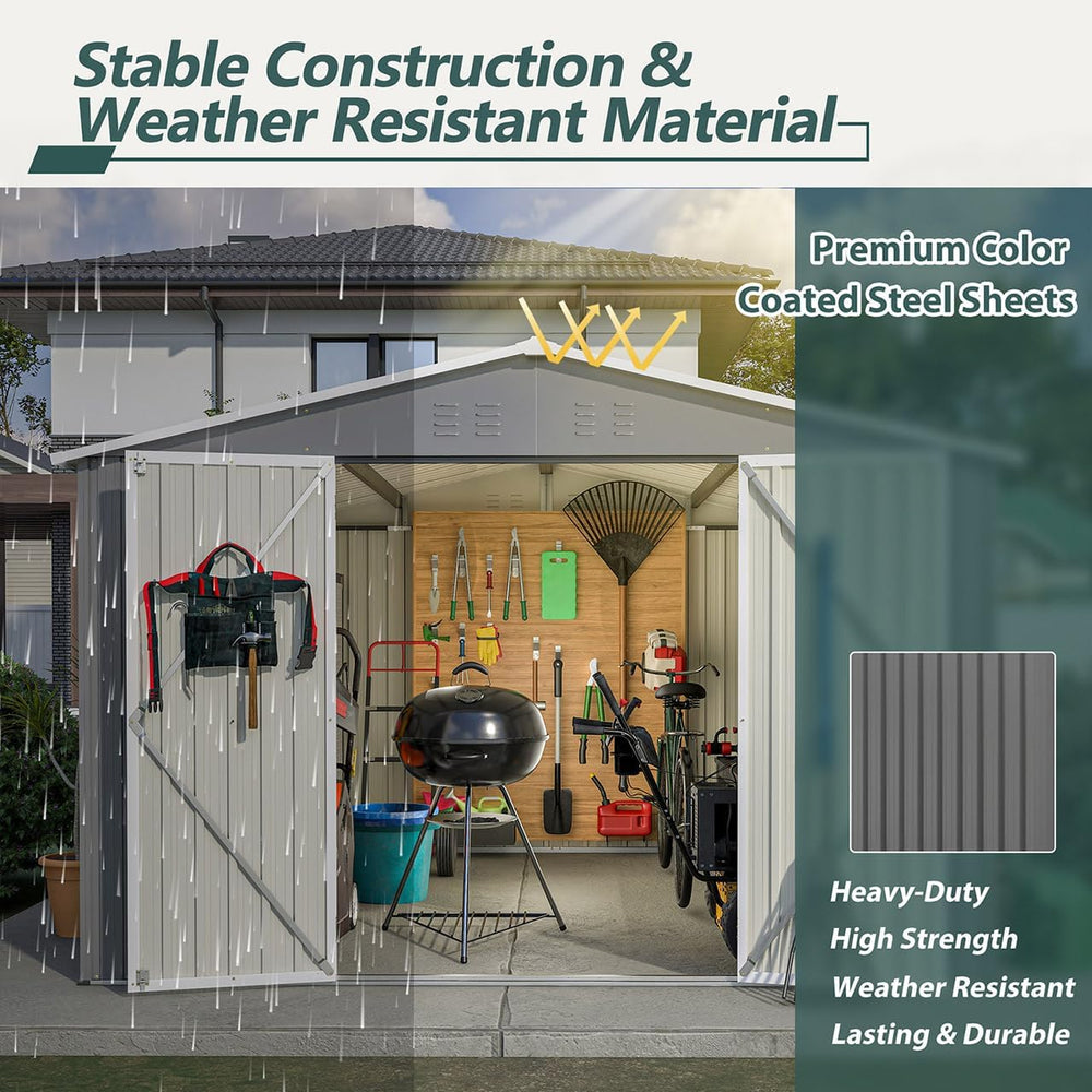 10x10 FT Storage Sheds & Outdoor Storage - Metal Shed with Lockable Door,...