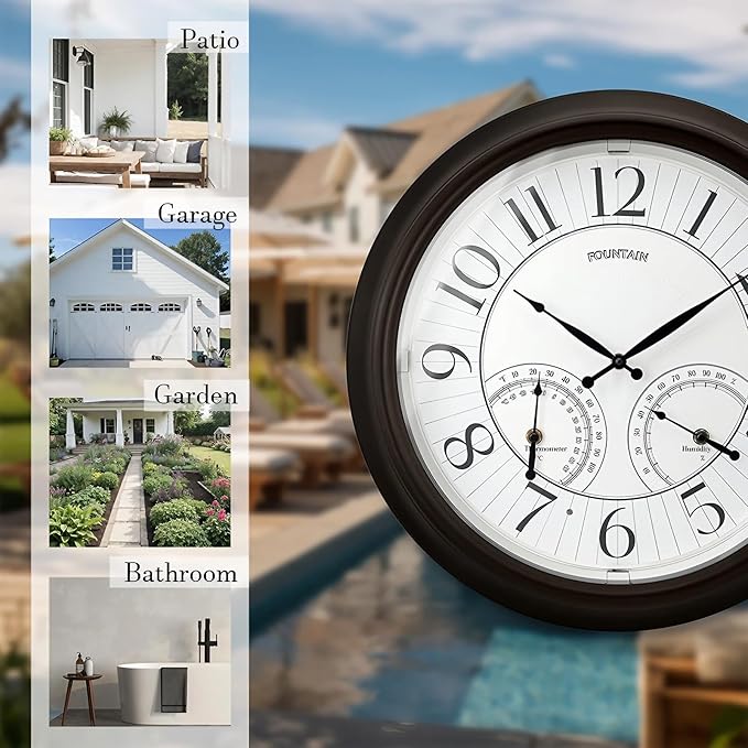 FOUNTAIN DESIGNS 18 Inch Illuminated in/Outdoor Clock