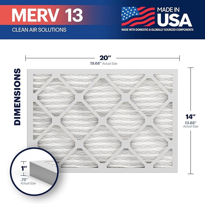 BNX TruFilter 14x20x1 Air Filter MERV 13 (4 Pack)
