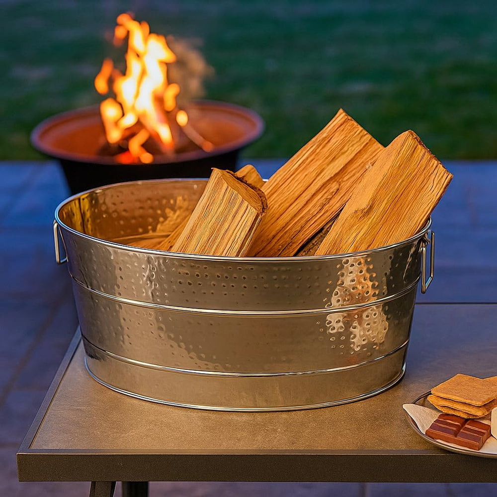 BREKX Stainless Steel Firewood Storage Rack Log Holder, 25-Quart