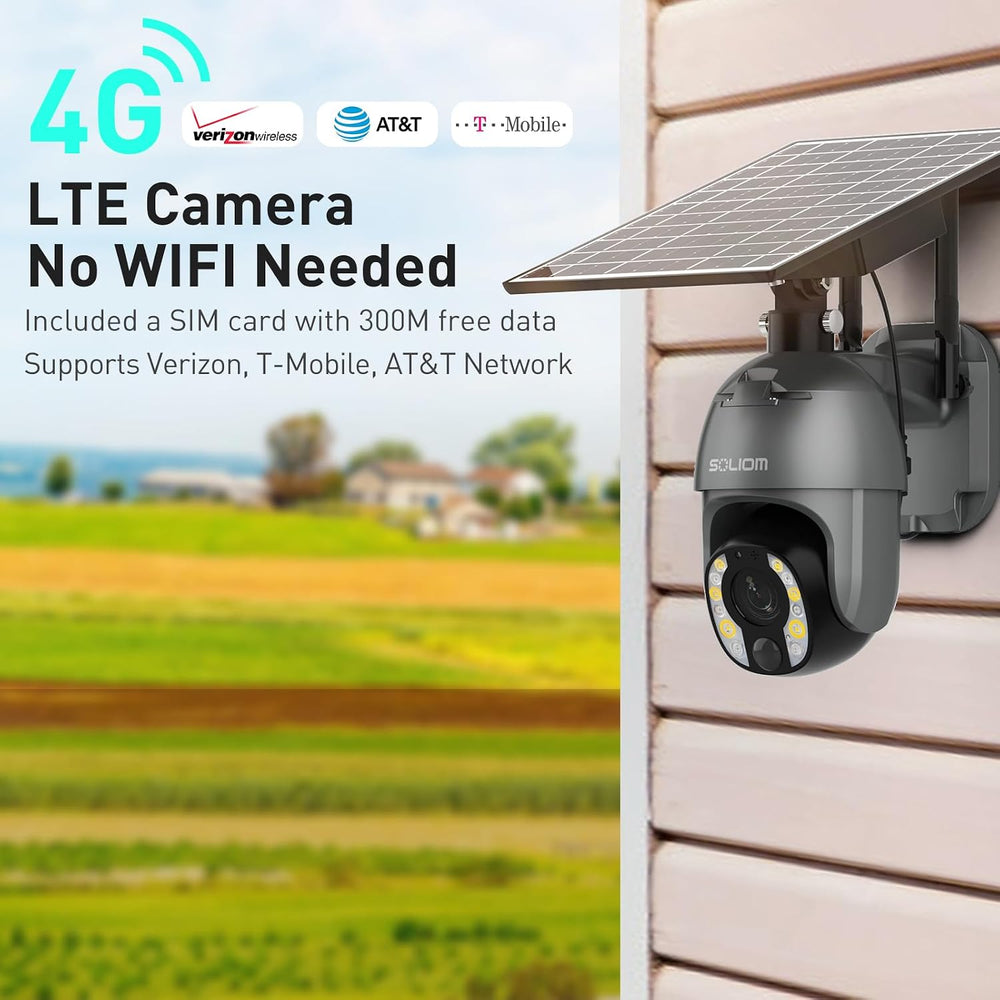 SOLIOM 5MP 4G LTE Cellular Security Camera Outdoor, 10X Optical Zoom