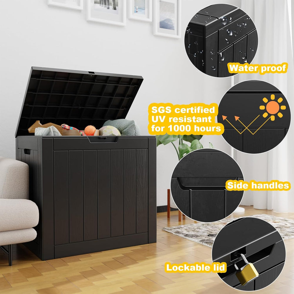 Vixzen 30 Gallon Deck Boxes Outdoor Waterproof, Lockable Storage Box for Pati...