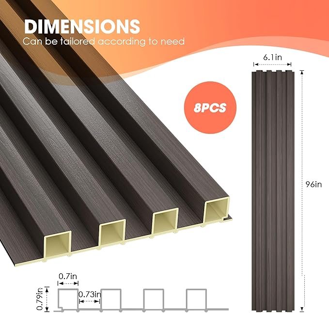 OUZUGIE WPC Acoustic Slat Wall Paneling, Living Room, TV Background, Study Ro...