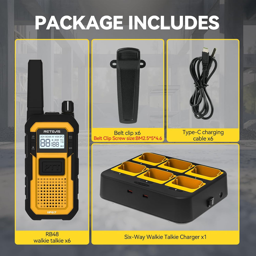 Retevis RB48 Walkie Talkies for Adults, Heavy Duty 2 Way Radios Long Range