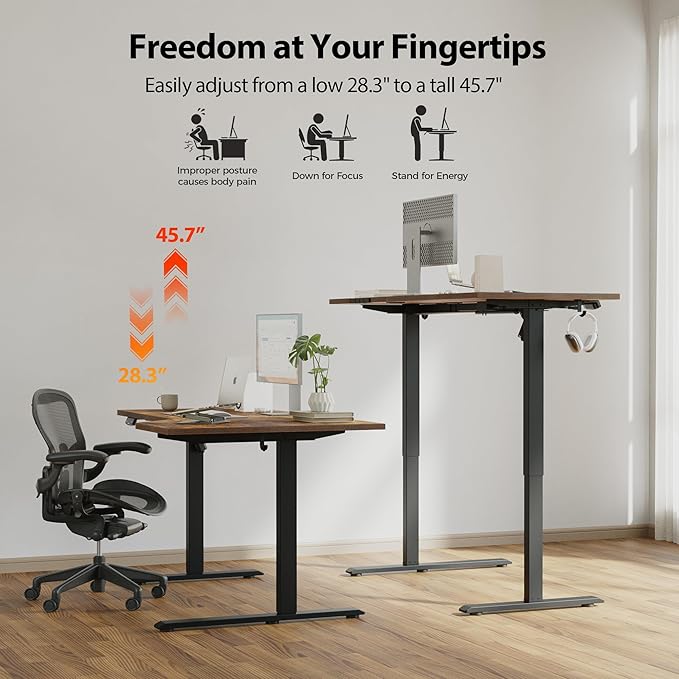 Agilestic Electric Standing Desk, L-Shaped 55 Inches Height Adjustable Desk