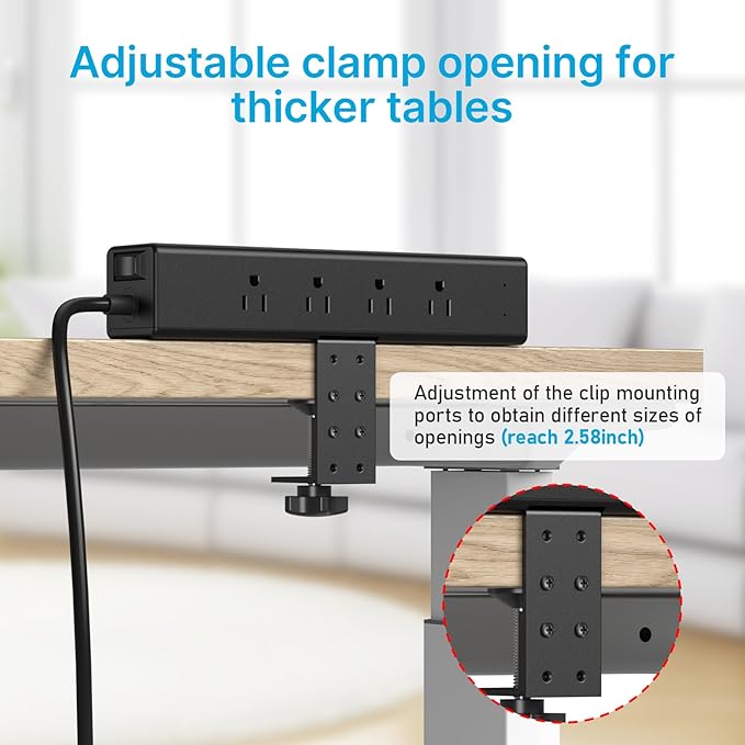 CCCEI Desk Outlet Station 20W USB C Port. 12 Outlet Desktop Clamp Power Strip