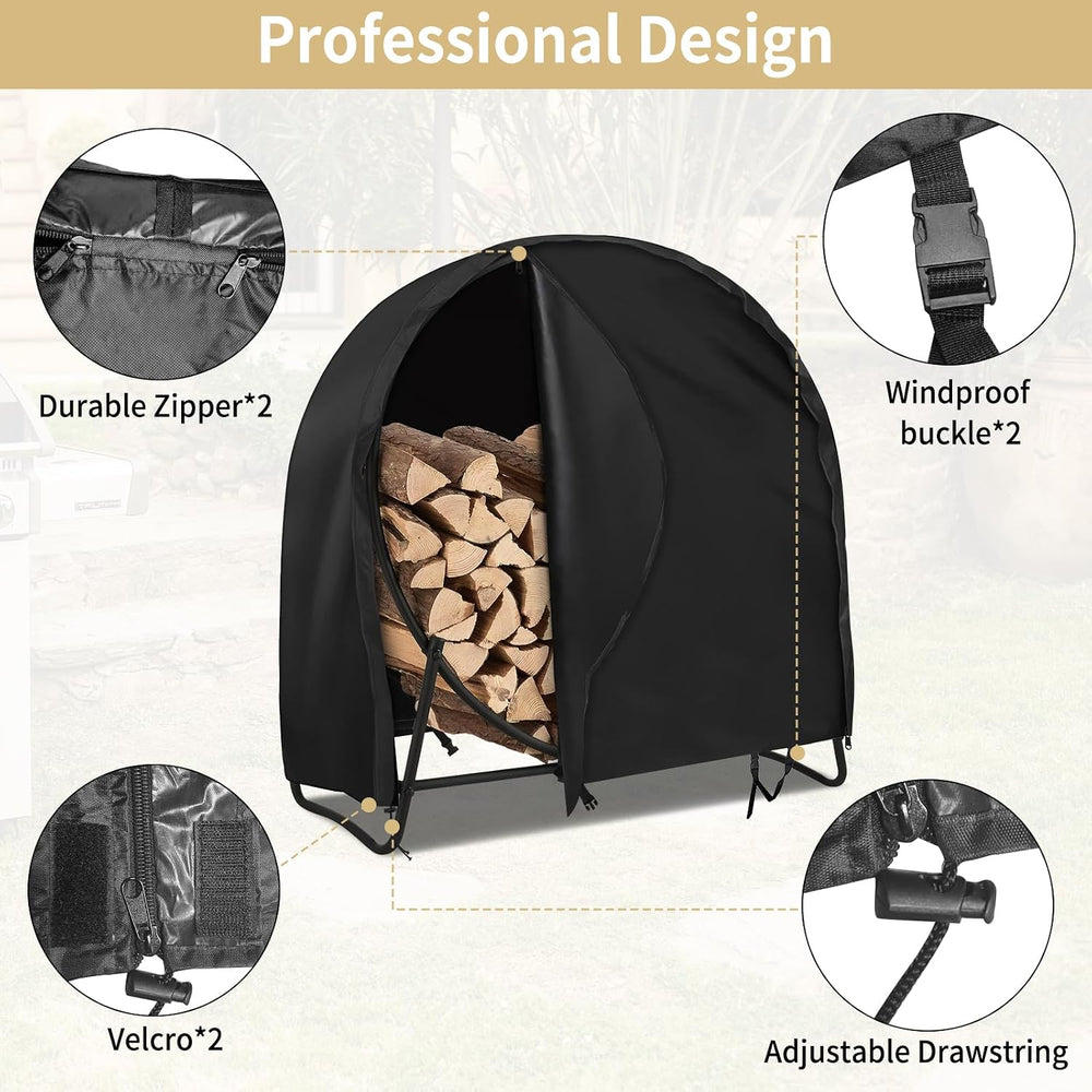 AKEfit 40 Inch Firewood Log Hoop Cover, Heavy Duty 600D Oxford Outdoor Waterp...