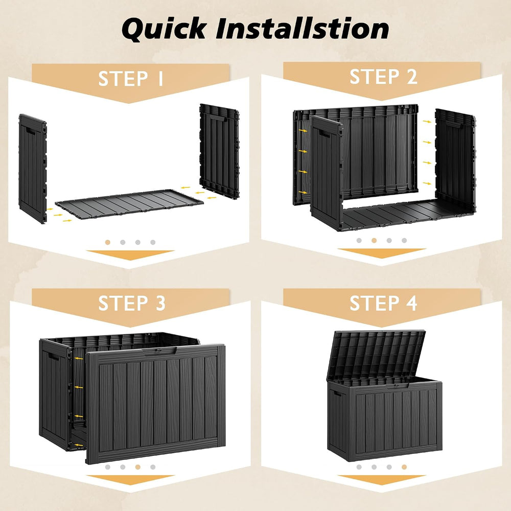 Fancyango 45 Gallon Outdoor Storage Deck Box Waterproof, Black