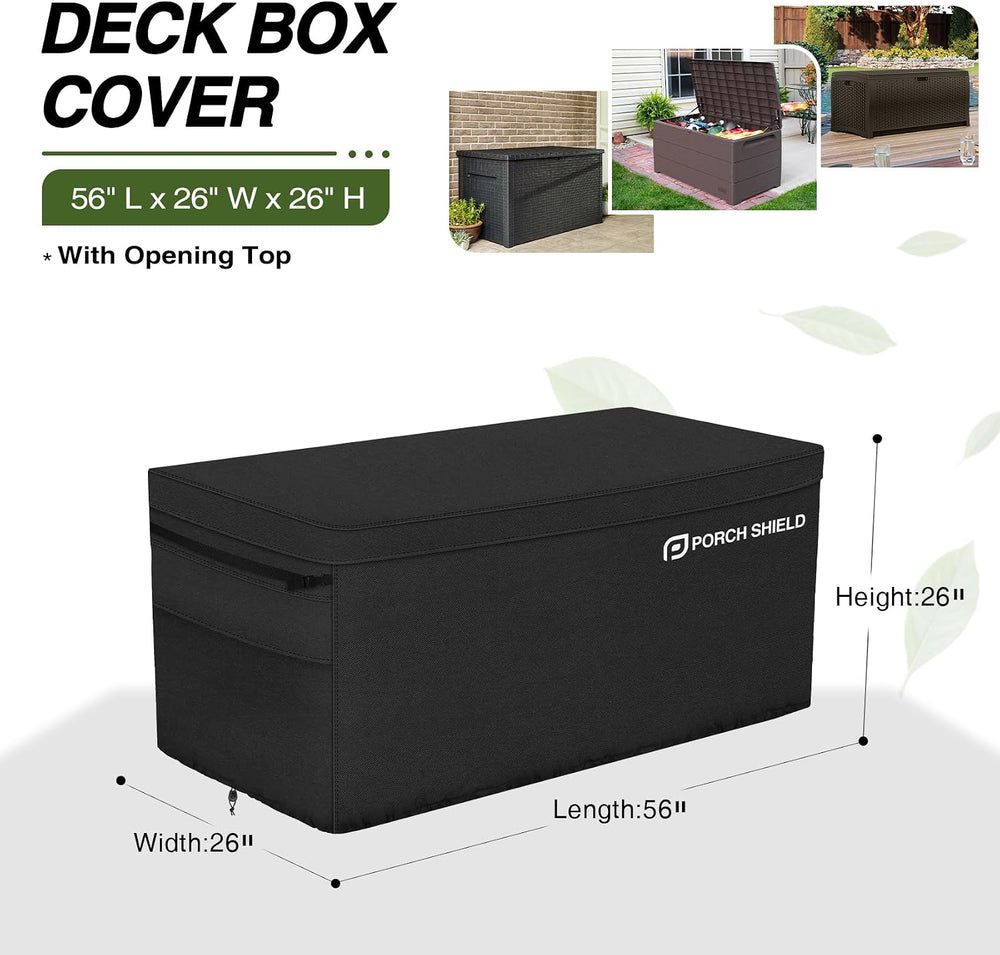 Porch Shield Patio Deck Box Cover (Upgrade), 56 x 26 x 26 inches, Black