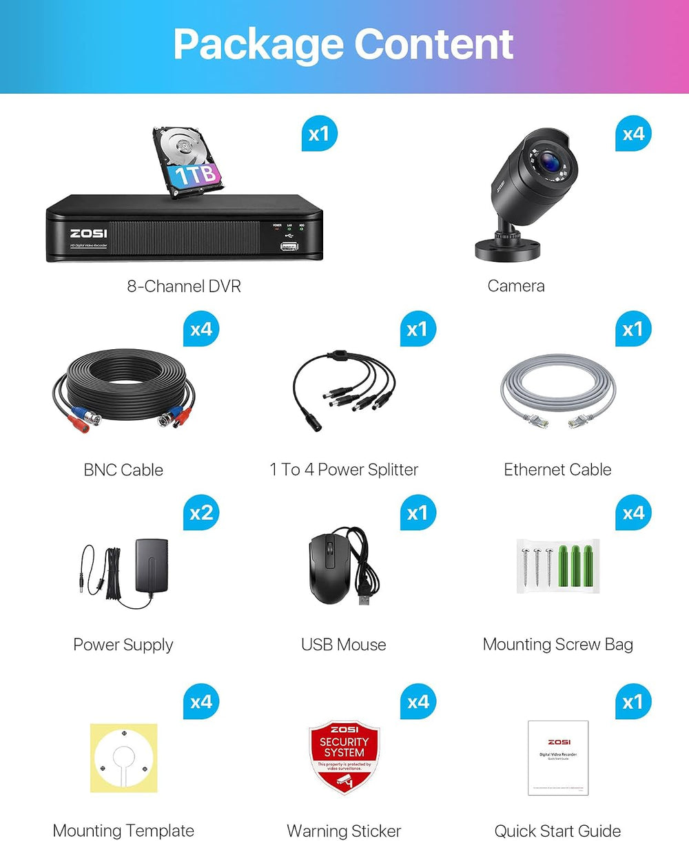 ZOSI 3K 5MP Lite Home Security Camera System with AI Human Vehicle Detection,...