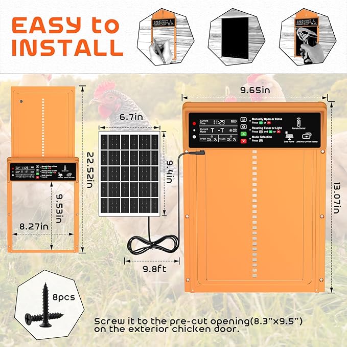 Asfrost Automatic Chicken Coop Door Solar Powered Automatic Chicken Door