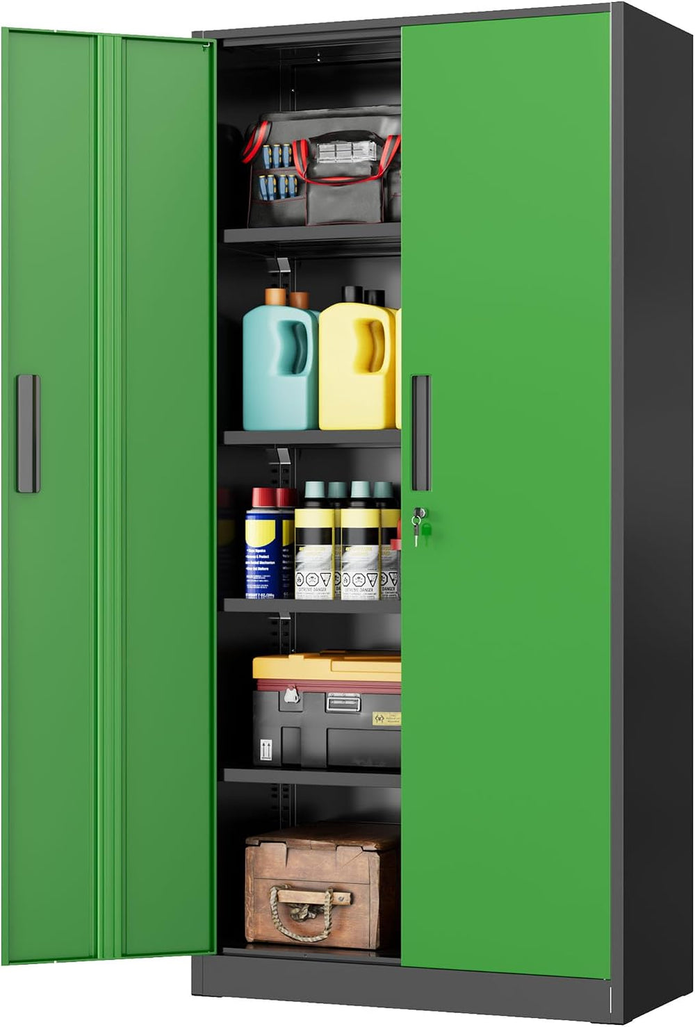 INTERGREAT Storage Cabinet with Doors and Shelves, Metal Garage Storage Cabin...