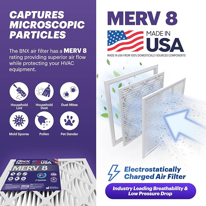 BNX TruFilter 20x25x1 Air Filter MERV 8 (6-Pack)