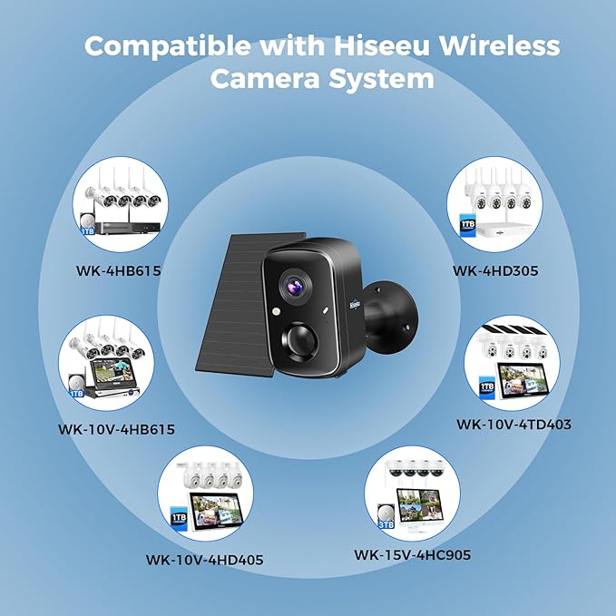 Hiseeu Security Cameras Wireless Outdoor, Solar Powered 3K 4MP Surveillance