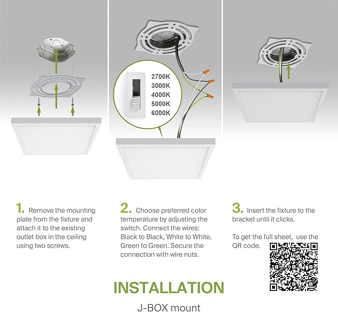 ASD LED 12" Square Flush Mount Ceiling Light Fixture, Low Profile Surface