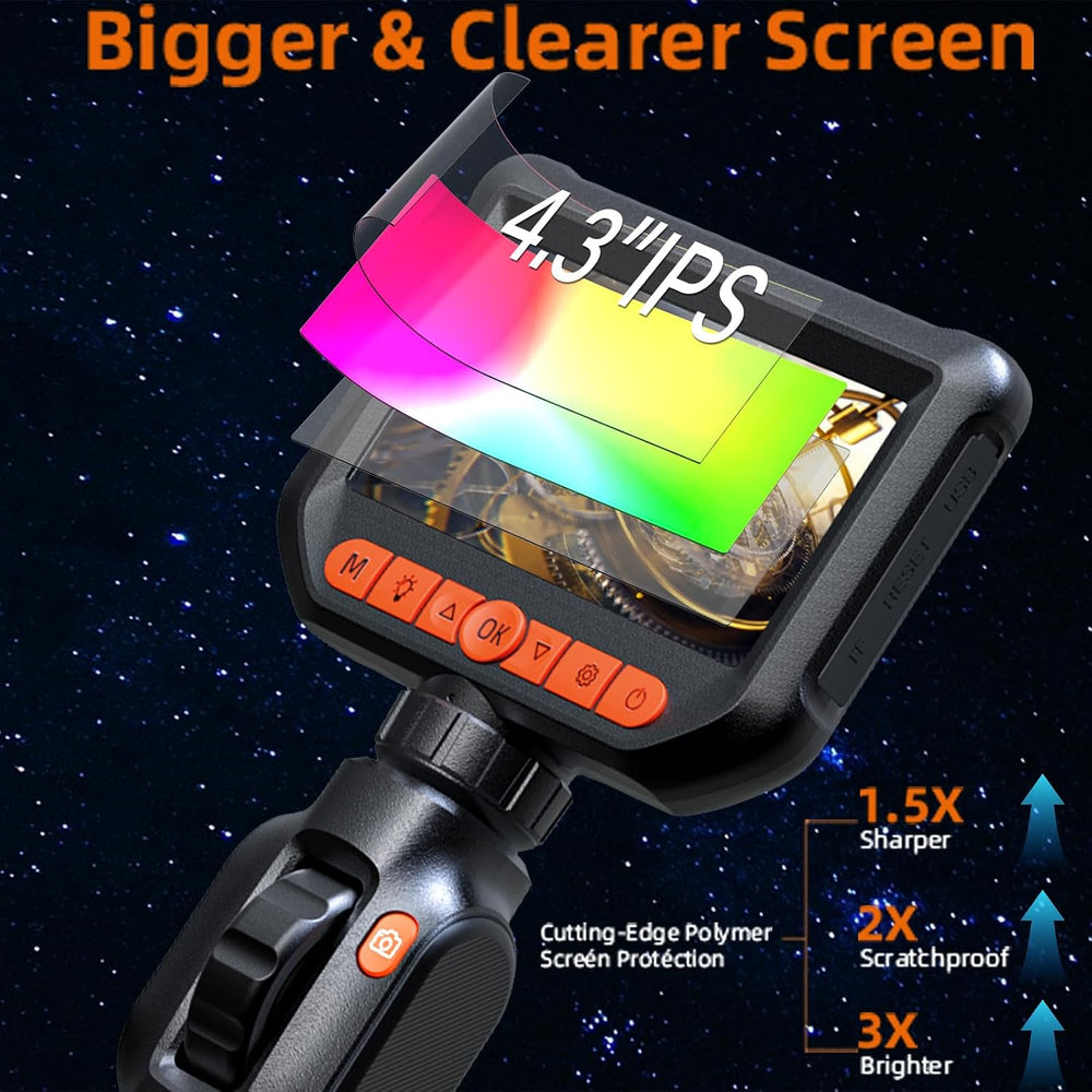 Two-Way Articulating Borescope, 1080P HD Industrial Inspection Endoscope Came...